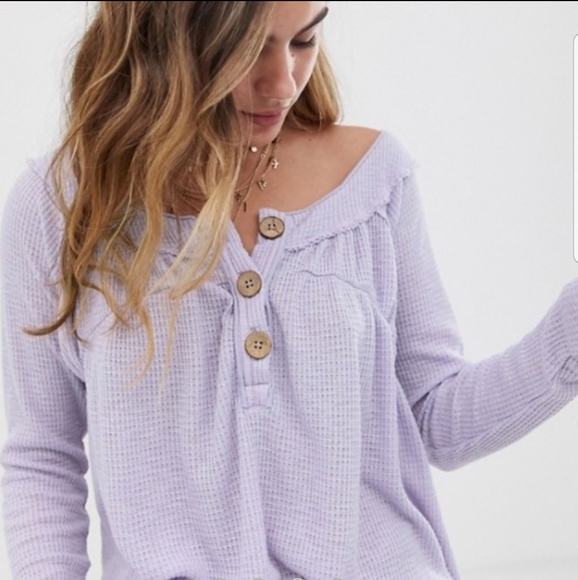 Free People, We the Free Must Have Lilac Henley, S - Picture 2 of 8